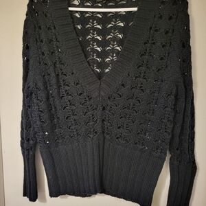 Sw16 Chic Black V-Neck Knit Sweater